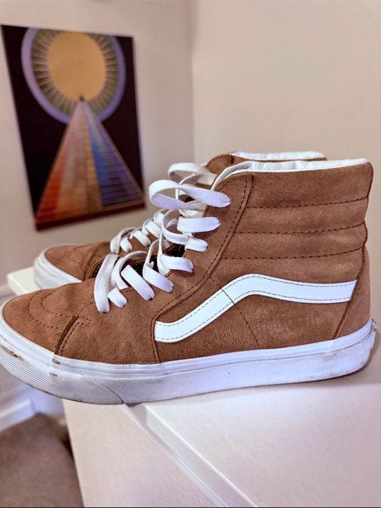 Vans Shoes - Vans Sk8-Hi Suede High Top Sneakers in Brown and White